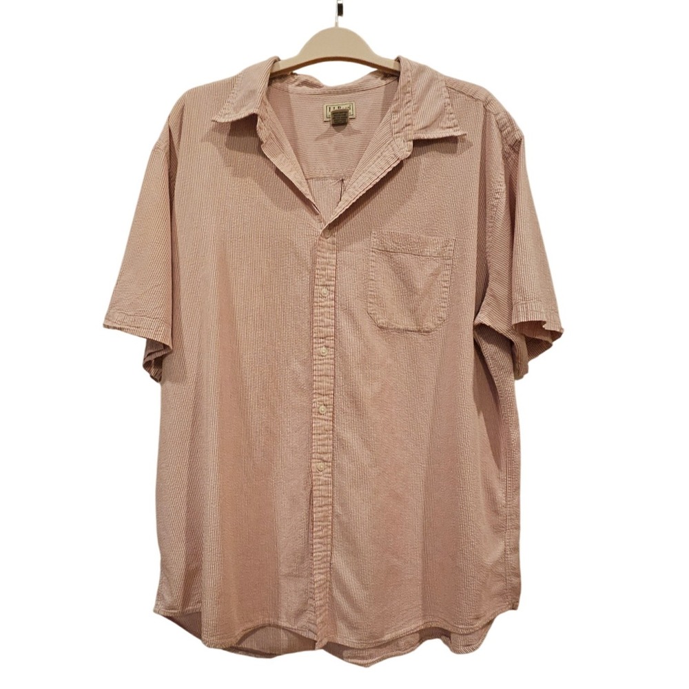 LL Bean Mens XXL Button Down Short Sleeve Casual Shirt Camp Collar